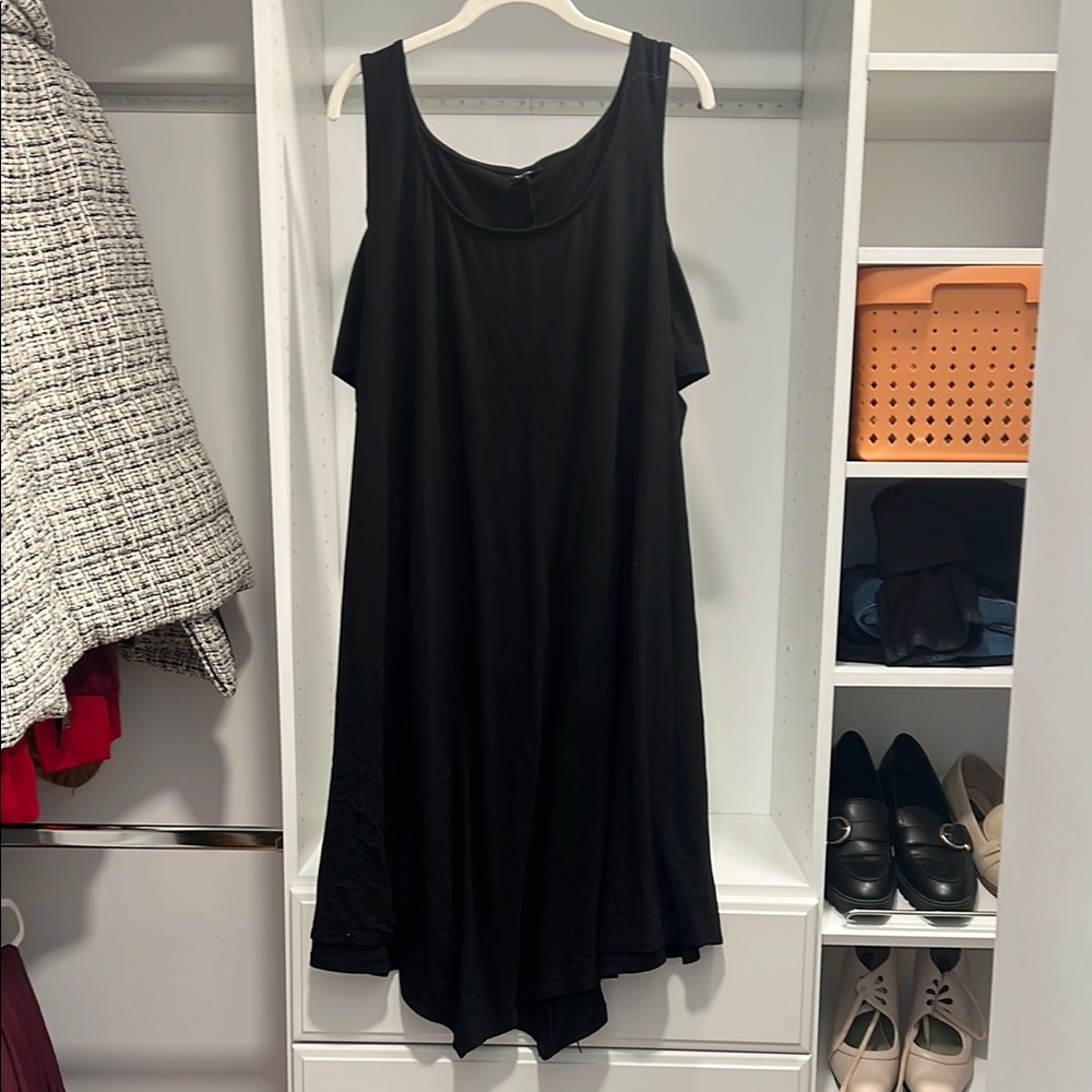 Casual Black Cold Shoulder Dress